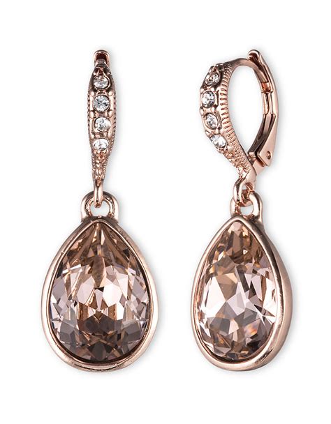 givenchy crystal drop earrings rose gold